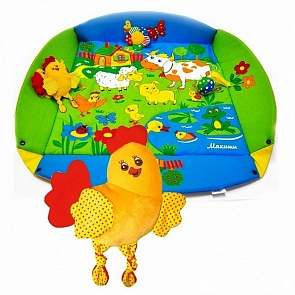 Коврик развивающий с бортиками "Лужайка", с цыпленком (Мякиши, 196 МЯКИШИsim)